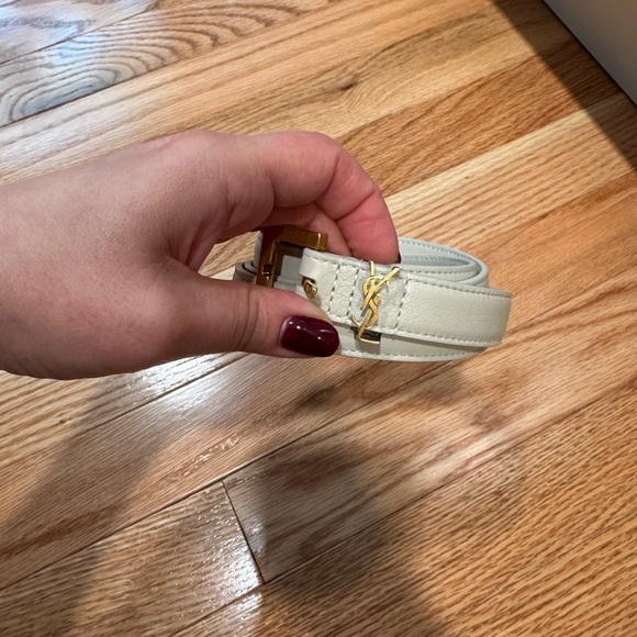 Yves Saint Laurent Off-White Leather Belt